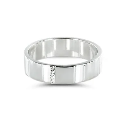 Men's 9ct White Gold Diamond Wedding Ring Horizontal Or Vertical Setting • $662.11