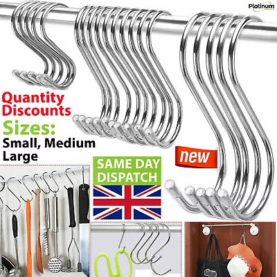 10 X S Hooks Stainless Steel Kitchen Meat Pan Utensil Clothes Hanger Hanging UK • £2.95