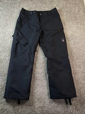 Spyder Snowpants Mens Extra Large Black Gray Polyester Skiing Snowboarding * • $31.49