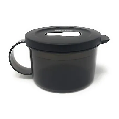 Tupperware Crystalwave Microwave Soup Mug 2 Cup Size Black NEW! • $18.95
