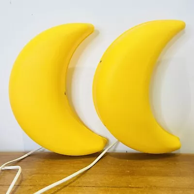 2x Ikea Smila Mane Yellow Crescent Moon Wall Lamp Children’s Night Light Nursery • £22.99