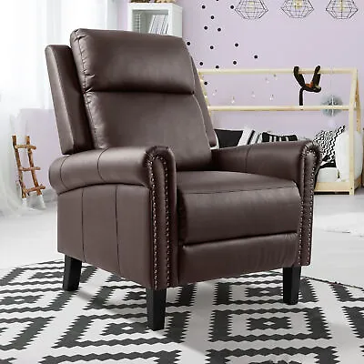 Contemporary Tufted Push Back Recliner With Nailhead Trim Accent Chair Sofa • $183.31