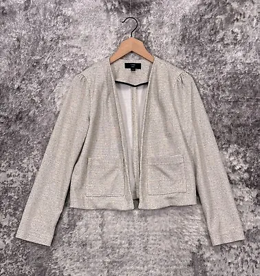 J Crew Blazer Small Womens 365 Boucle Tweed Gray Open Front Jacket • $49.99