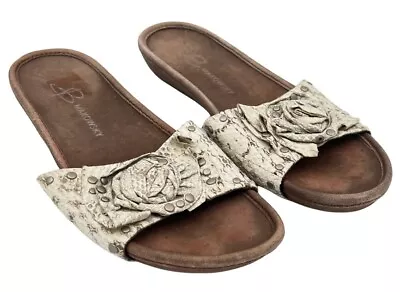 B. Makowsky Jade Women's Size 8.5 Leather Flower Slides Mule Sandals Snakeskin • $16