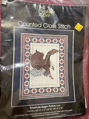 Counted Cross Stitch American Eagle USA Patriotic Picture Kit Golden Bee SEALED • $11.95