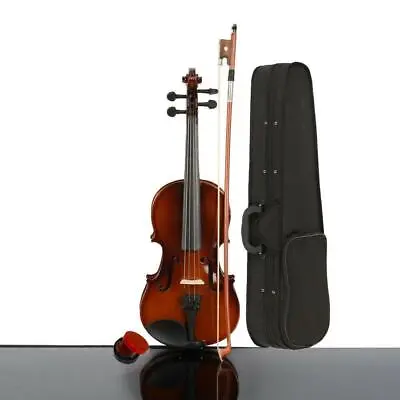 New 1/4 Size Natural Color Basswood Acoustic Violin + Case + Bow + Rosin • $39.98