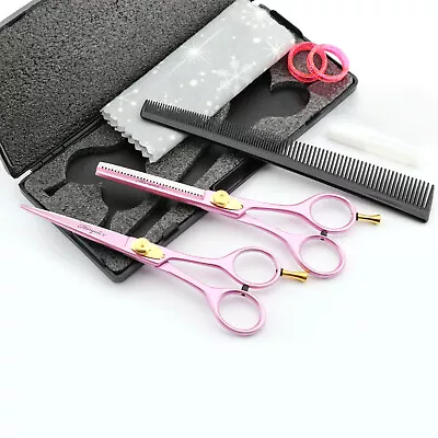 6 Inch Pink Hairdressing And Hair Cutting Scissors Shears Comb Hair Pin Kit Set • £15.99