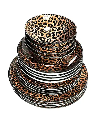$79.90 • Buy Dinner Set Of 16 Pieces Beautiful Leopard Print Scratch And Dent Clearance
