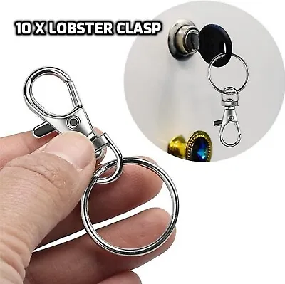 £3.66 • Buy 10 X Lobster Clasp 38 Mm Trigger Swivel Clasps Split Fob Key Ring