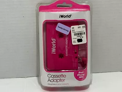 NEW IWorld Cassette Adapter Ipod Iphone Mp3 Compatible 2015 Plug And Play Pink • $4.50