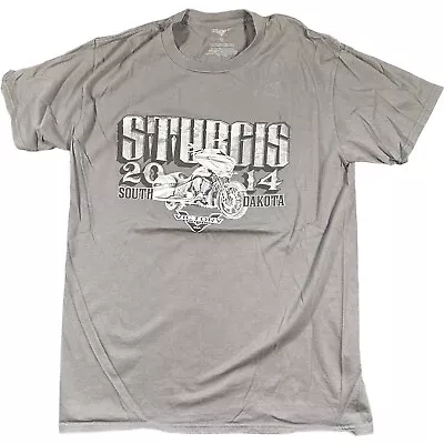 Victory Motorcycles T-shirt Sturgis 2014 Men’s Tag Medium Light Gray Biker Rally • $14.97