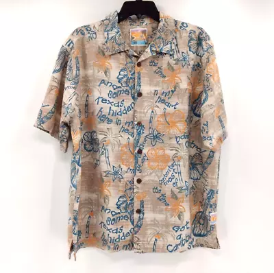 MARGARITAVILLE Shirt Men's L It's 5 O'clock Somewhere Silk Hibiscus Hawaiian • $22.50
