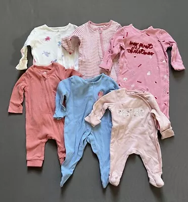 Newborn Baby Girl Clothes Bundle 0-3 Months Outfits First Size Bodysuit 6 Pieces • £12.47