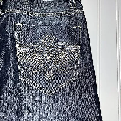 Avirex Jeans Mens 30x27 Embroidered Back Pockets Blue Denim Wide Leg Y2K Baggy • $45