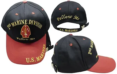 2nd Marine Division Follow Me U.S. Marines USMC Black Red Embroidered Cap Hat • $15.88