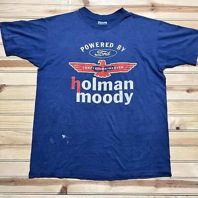 Vintage  Holman Moody Ford Nascar Logo  Made In USA  T Shirt  Mens XL  Dark Blue • $54.99