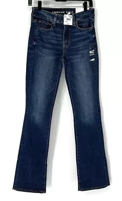 American Eagle NWT High Rise Skinny Kick Jeans 2 Dark Wash • $34.99