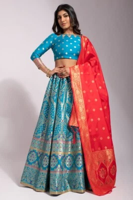 $95.95 • Buy Indian Traditional Silk Lehenga Choli Set New Designer Party Wedding Wear Attire