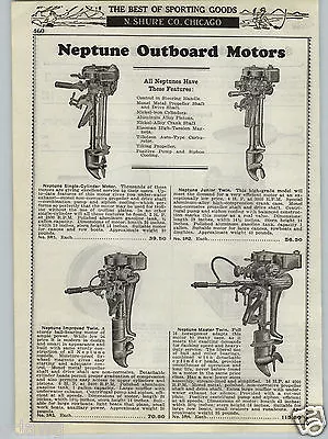 1937 PAPER AD Neptune Outboard Motor Single Twin Master 16 6 4 2 HP • $14.99