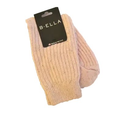 B. Ella Ladies 93% CASHMERE Crew Socks Bulky Rib Speckle Layla Pale Pink - NEW • $38