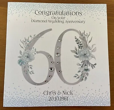 £4.50 • Buy Handmade Personalised Diamond Wedding 60th Anniversary Card, 