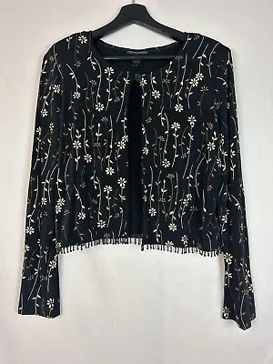 Floral Open Front Top Beaded Trim Social Circles Size 10 • $19.99