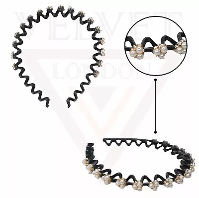 £3.99 • Buy Double Bang Hair Band Non-slip Flower Pearl Headwear Headband Diamond Hair Hoop