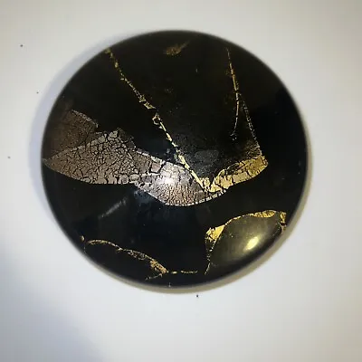 Randy Strong Art Glass Paperweight Signed 1987 Black Gold Abstract Design 4 1/4  • $50