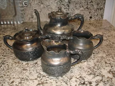 Antique Collectible 1800's Jennings Bros 5-pc Coffee/Tea Set Quadruple Plated  • $132.50