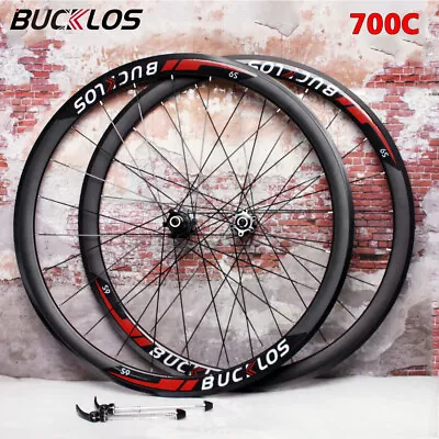 700C Road Racing Bike Wheels Carbon Hub Bicycle Wheelset Aluminum Rim Disc Brake • $174.99