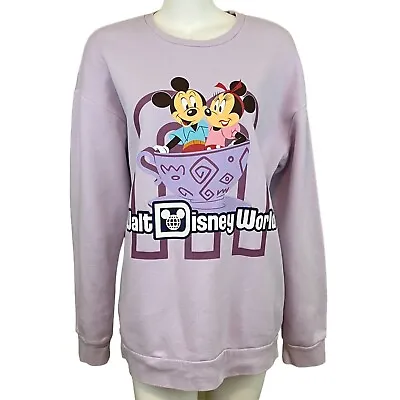 Walt Disney World Mickey Minnie Mouse Sweatshirt 50th Anniversary Teacups Size L • $20.79