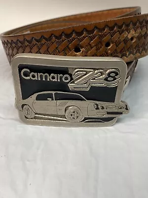 Vintage Camaro Z28 Belt Buckle Chevy Chevrolet Z 28 With Sz 38 Leather Belt New • $31.99