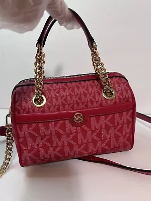 Michael Kors  Blaire Signature Crossbody Bag  Extra Small Handbag  Red EUC • $159