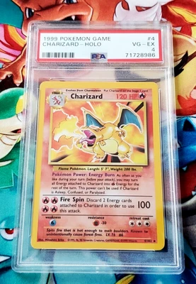 $82 • Buy 1999 Pokemon Game Base Set Unlimited Charizard 4/102 Holo Rare PSA 4
