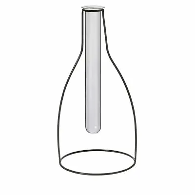 £8.25 • Buy Leriel Black Metal Silhouette Frame Vase With Glass Test Tube 24cm Modern Decor