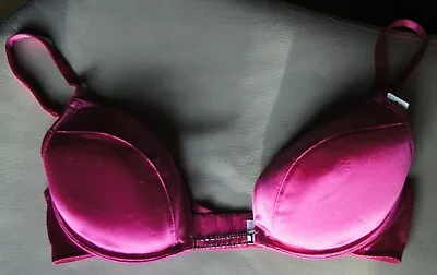 £14.50 • Buy Splendour Pink Satin Preformed Padded Plunge Bra With A Double Diamante Band