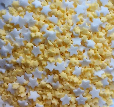 EDIBLE Yellow And White Star Sprinkle Mix For Cake And Cupcake Decorations • £3.35