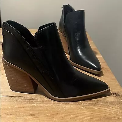 NEW Vince Camuto Black Gradina Stacked Block Heel Ankle Boots 10M Reg. $150 • $54