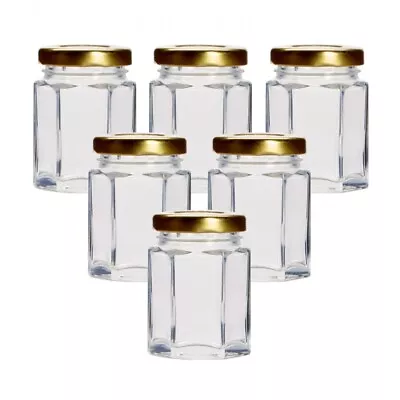 Pack Of 6 Glass Jam Jars With Twist Off Lids - Choice Of Sizes And Lid Colours • £4.42