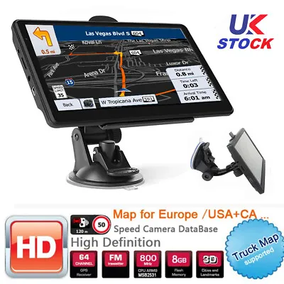 7  Car Truck Sat Nav GPS Navigation 8GB UK/EU Maps Free Lifetime Touch Screen UK • £41.88