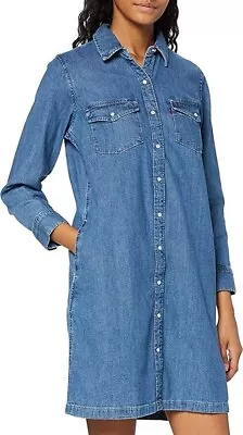 £25.99 • Buy Levi's Denim Selma Timeless Dress Poppers & Pockets  Size XS 38  Chest