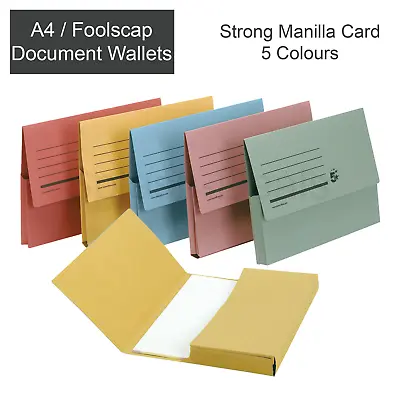  A4 / Foolscap Filing Document Wallet Folders Manilla Card - Half Flap 5 Colours • £47.99