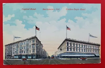 Sacramento CA Capital & Golden Eagle Hotels Trolley Car UB PD 1912 Postcard B57 • $7.95