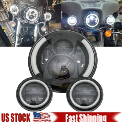 $36.76 • Buy 7 Inch Round LED Headlight+4.5  Fog Passing Lights For Yamaha V-Star XVS 650 950
