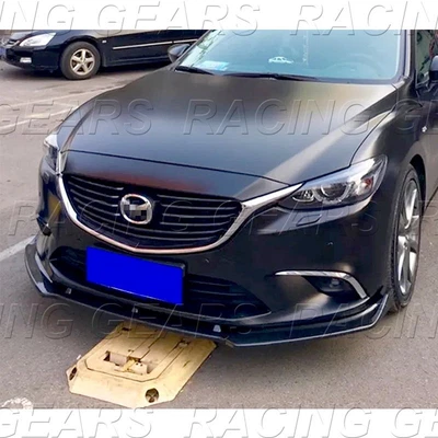 $39.95 • Buy Fit 2014-2018 Mazda 6/mazda6 Unpainted Black Front Body Bumper Spoiler Lip 3pcs