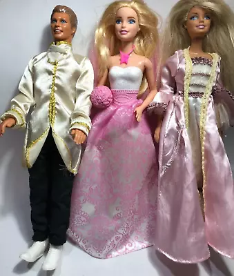 Wedding 2018 Fairytale  BRIDE & Ken + Barbie Doll In Pink Gown • $25