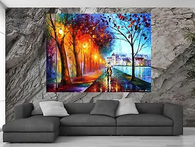 £75 • Buy Leonid Afremov CITY BY THE LAKE Painting Canvas Wall Art Picture Print HOME