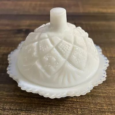 Westmoreland Miniature Etched Milk Glass Butter Dish With Domed Lid • $13.98