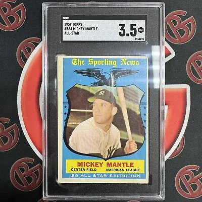 1959 Topps 564 Yankees HOF Mickey Mantle Sporting News All-Star Card SGC 3.5 VG+ • $269.99