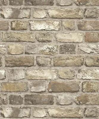 Grandeco Vintage Brick Natural Wallpaper Wallpaper 3DRealistic Brick Wall A28904 • £11.59